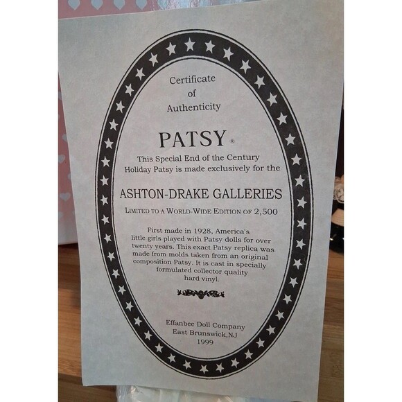 Effanbee Holiday Patsy Durable Doll 1999 Reproduction Ashton Drake Boxed & COA - Picture 2 of 16